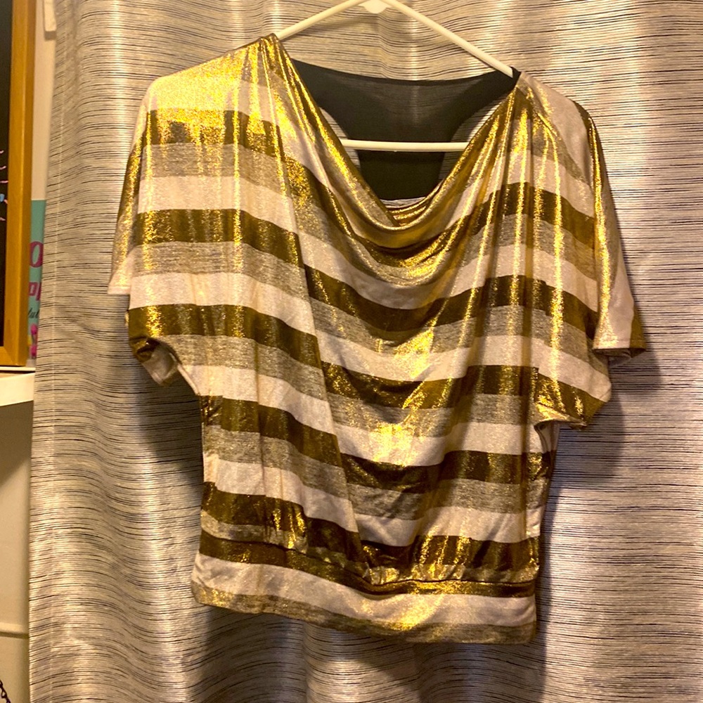metallic striped blouse